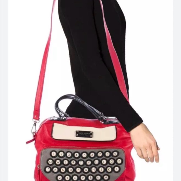kate spade red and cream typewriter-key crossbody bag - Picture 8 of 10